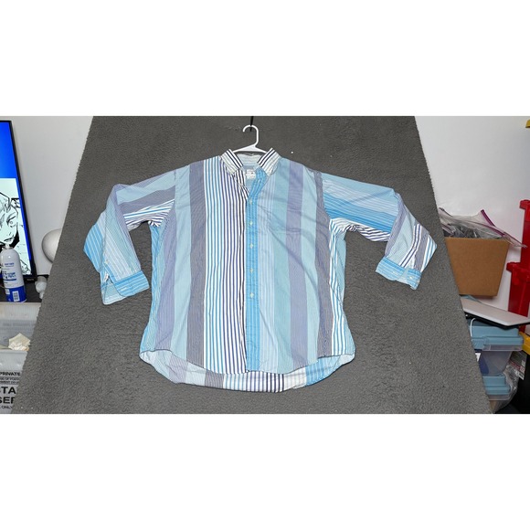 Brooks Brothers Other - Brooks‎ Brothers Striped Button Down Shirt Preppy Blue Cotton Mens L